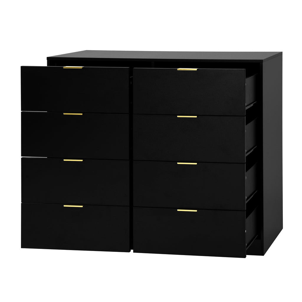 8 Drawers Dresser for Bedroom, Wood Bedroom Dresser Modern Drawer Chest, 8 Chest of Drawer, Tall Dresser for Closet, Dressers Organizer for Living Room, Closet, Hallway Black - Grand Goldman Shop