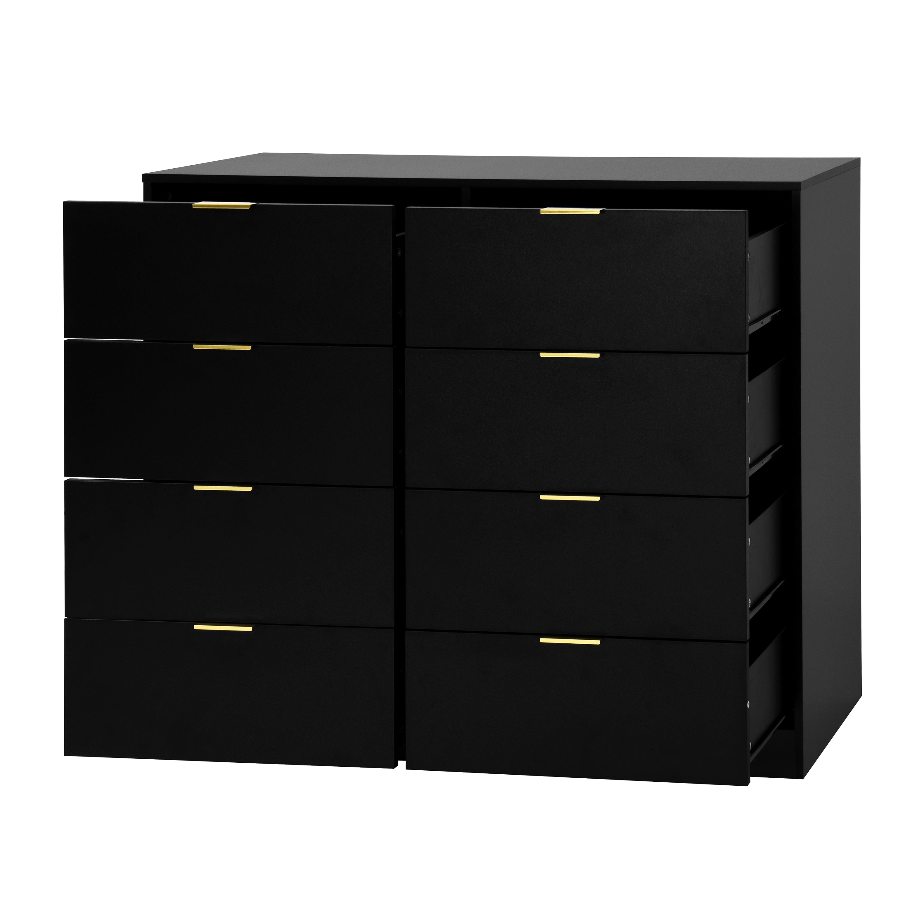 8 Drawers Dresser for Bedroom, Wood Bedroom Dresser Modern Drawer Chest, 8 Chest of Drawer, Tall Dresser for Closet, Dressers Organizer for Living Room, Closet, Hallway Black - Grand Goldman Shop