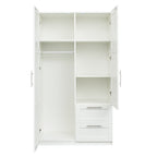 High wardrobe and kitchen cabinet with 2 doors, 2 drawers and 5 storage spaces,white - Grand Goldman Shop