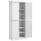 HOMCOM 72.5' Freestanding Kitchen Pantry Cabinet, Tall Storage Cabinet with 4 Doors and 2 Adjustable Shelves for Dining Room, White Wood Grain - Grand Goldman Shop