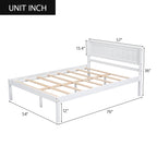 White Platform Bed Frame with Headboard, Wood Slat Support, No Box Spring Needed, Full Size, Made of Pine and MDF - Grand Goldman Shop