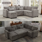 97 Inch L-Shaped Corner Sectional Sofa Couch with Storage Ottoman,Chenille Fabric Couch with 7 Seats & 2 Pillows for Living Room, Modern, Small Space, Easy Assembly,Grey - Grand Goldman Shop