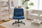 Modern Linen Blue Criss Cross Office Chair with Adjustable Height, Ergonomic Design, and Breathable Fabric in Blue Linen Mate