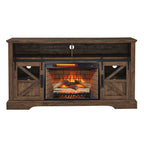 60 Inch Electric Fireplace  Entertainment Center With Door Sensor-Reclaimed Barnwood Color - Grand Goldman Shop