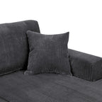 3-Piece Corduroy Double-Chaise Sectional Sofa - Gray - Grand Goldman Shop
