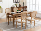 A&A Furniture,French Style Solid Wood Frame Antique Painting Linen Fabric Rattan Back Dining Chair,Set of 2,Cream,Beige - Grand Goldman Shop