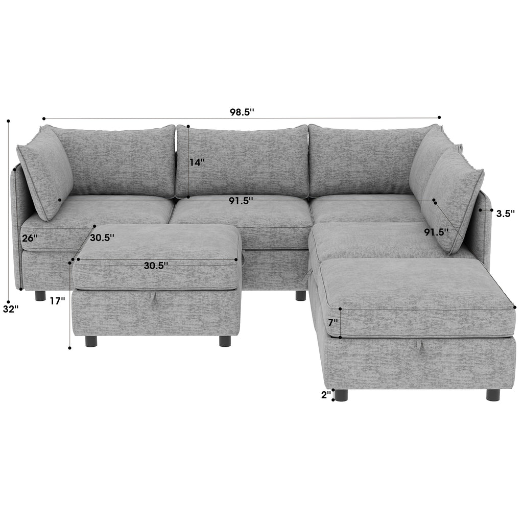 Modular Sectional Sofa, Convertible Sofa Seat With Storage, Sleeper Sectional Sofa Set, Fabric Flexible Modular Combinations for Living Room - Grand Goldman Shop