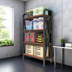 56.30'' Bakers Rack 4-Level Storage Shelves Metal and Wooden Kitchen Shelves, Kitchen Organizers and Storage, for Garage, Pantry, Bathroom, Closet ,33.50'' Length - Grand Goldman Shop