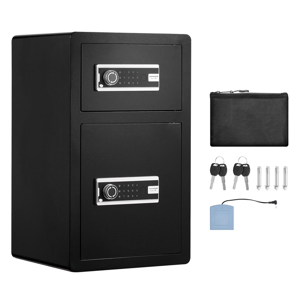 Double Door 4.5 cu.ft Safe Box with Key Lock Password Fireproof Bag Black,organize cash, passports, jewelry, gold, watches an