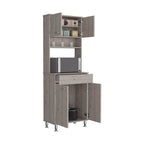 Della 60 Kitchen Pantry with Countertop, Closed & Open Storage -Light Gray - Grand Goldman