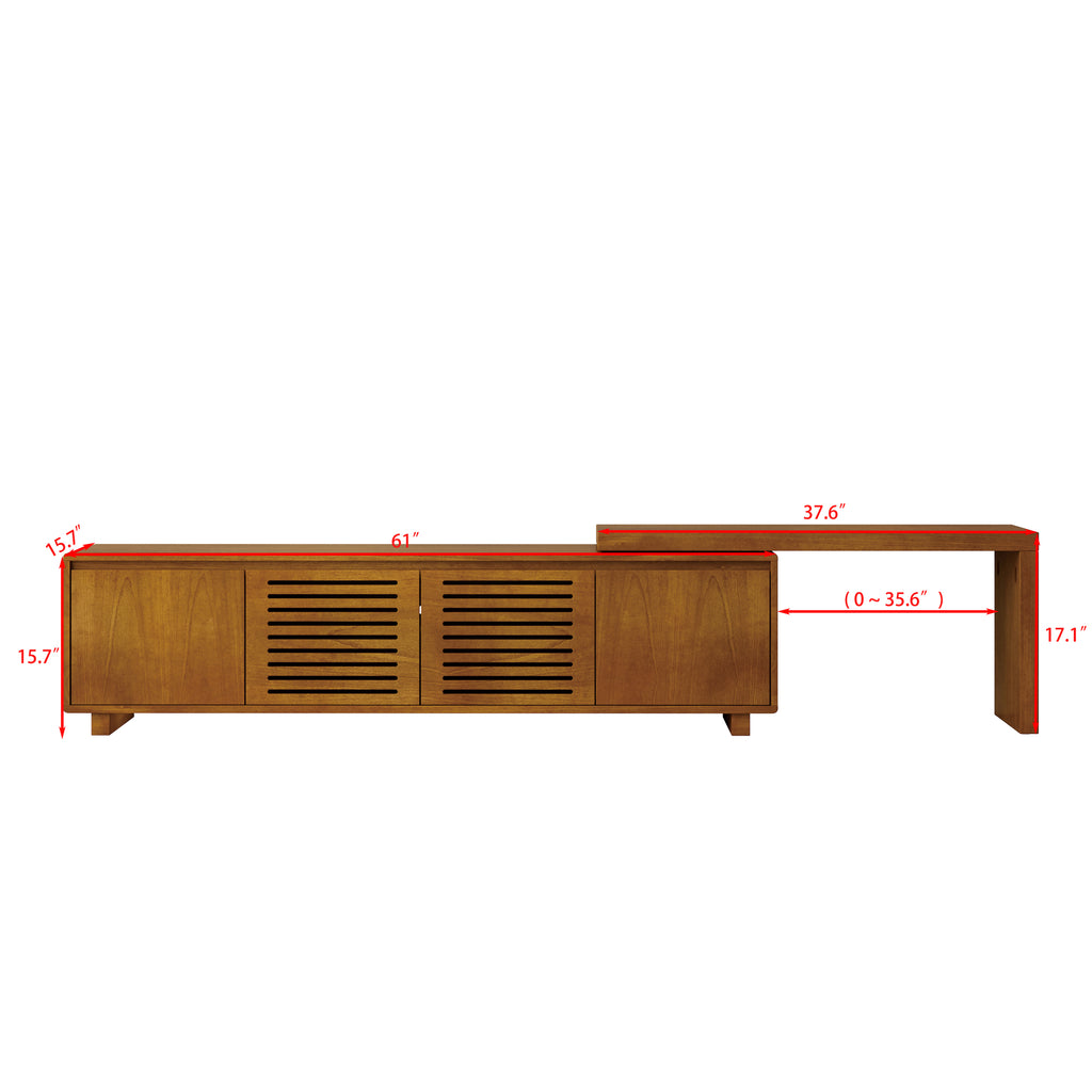 63' Mid-Century Modern Extendable TV Stand for TVs up to 75', Media Console TV Cabinet for Living Room, Farmhouse Entertainment Cabinet with Storage & Adjustable Panel - Grand Goldman Shop