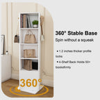 360° Rotating White Makeup Cabinet with Full-Length Mirror, Jewelry Storage, Coat Rack, 4 Open Shelves, 2 Built-In Shelves, MDF and Glass - Grand Goldman Shop