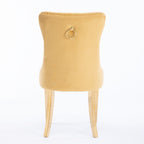 A&A Furniture,Nikki Collection Modern, High-end Tufted Solid Wood Contemporary Velvet Upholstered Dining Chair with Golden Stainless Steel Plating Legs,Nailhead Trim,Set of 2,Gold, SW1601GL - Grand Goldman Shop
