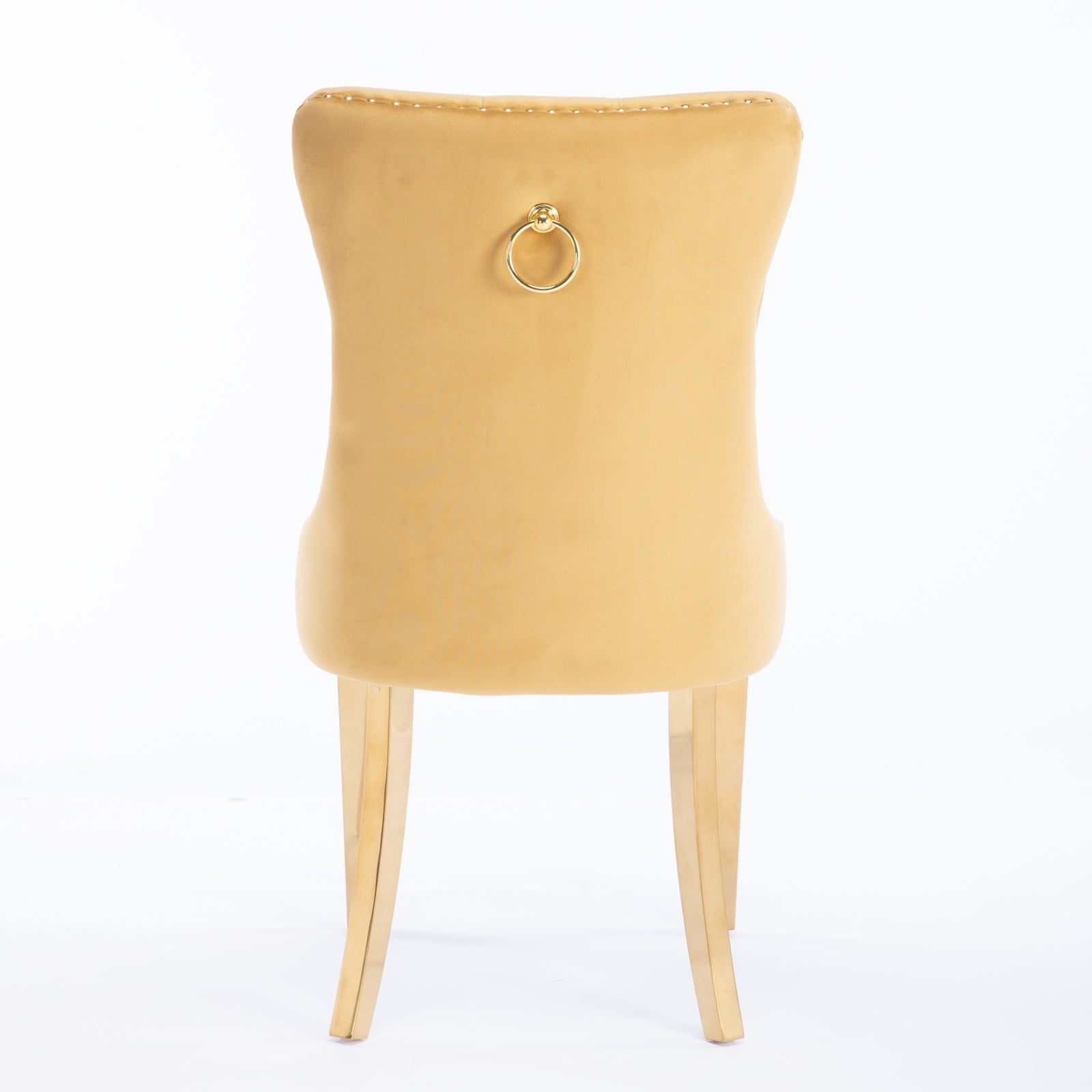 A&A Furniture,Nikki Collection Modern, High-end Tufted Solid Wood Contemporary Velvet Upholstered Dining Chair with Golden Stainless Steel Plating Legs,Nailhead Trim,Set of 2,Gold, SW1601GL - Grand Goldman Shop
