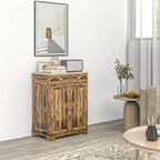 HOMCOM Sideboard with Solid Wood Countertop, Modern Kitchen Storage Cabinet, Coffee Bar Cabinet with 2 Drawers, Doors and Adj