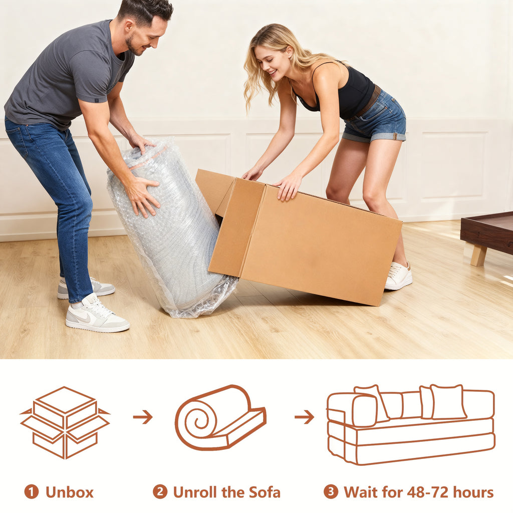 Floor Couch,Compressed Sofa,Convertible Floor Sofa Bed with Convertible Blanket Pillow,Enhanced frame stability,Comfy Couch Lounge Sleeper Bed,for Living Room Bedroom - Grand Goldman Shop