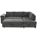 Mirod 91.5-Inch L Shaped Couch with Pull Out Bed and Storage Sectional Sleeper Sofa with Hidden Storage , Wide Armrest with storage,for Living Room, Apartment, Bedroom, Office - Grand Goldman Shop