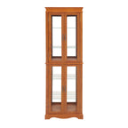 Lighted Glass Curio Display Cabinet,Display Cabinet,Glass Storage Cabinet Glass Wine cabinet Wood Frame Toy Display for Living Room, Kitchen, Pantry light bulb included OAK - Grand Goldman Shop