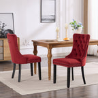 Classic Velvet Dining Chairs,  High-end Tufted Solid Wood Contemporary Velvet Upholstered Dining Chair with Wood Legs Nailhead, SET OF 2,Burgundy, Wine Red,SW2001WR - Grand Goldman Shop