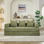 Comfy Convertible Folding Mattress Couch, Floor Sofa Bed, Chenille Floor Sofa with Armrest, Floor Sofa Lounge Couch for Living Room Bedroom Lounge Studio-Green - Grand Goldman Shop