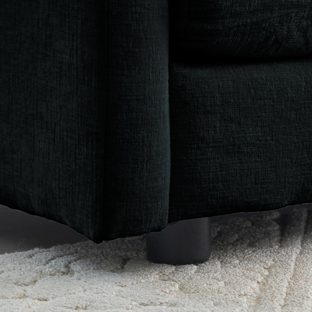 Chenille Fabric Ottomans Footrest to Combine with 2 Seater Sofa, 3 Seater Sofa and 4 Seater Sofa, Black Chenille - Grand Goldman Shop
