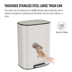 13 Gallon 50L Kitchen Foot Pedal Operated Soft Close Trash Can - Stainless Steel Ellipse Bustbin - White - Grand Goldman Shop