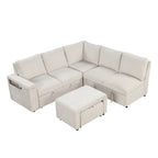 U_STYLE L-shaped Pull-Out Sofa Bed with Storage, USB Ports, and Cup Holders, Modular Design for Living Rooms, Offices & Apartments - Grand Goldman Shop