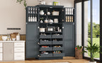 [Assembly Video Provided] TOPMAX 35.5x17.6x70.9inch Freestanding Kitchen Pantry Cabinet, Tall Storage Cabinet with 4 Doors, 2 Door Shelves, 8 Pull-out Trays and Adjustable Shelf for Dining Room, Gray - Grand Goldman Shop
