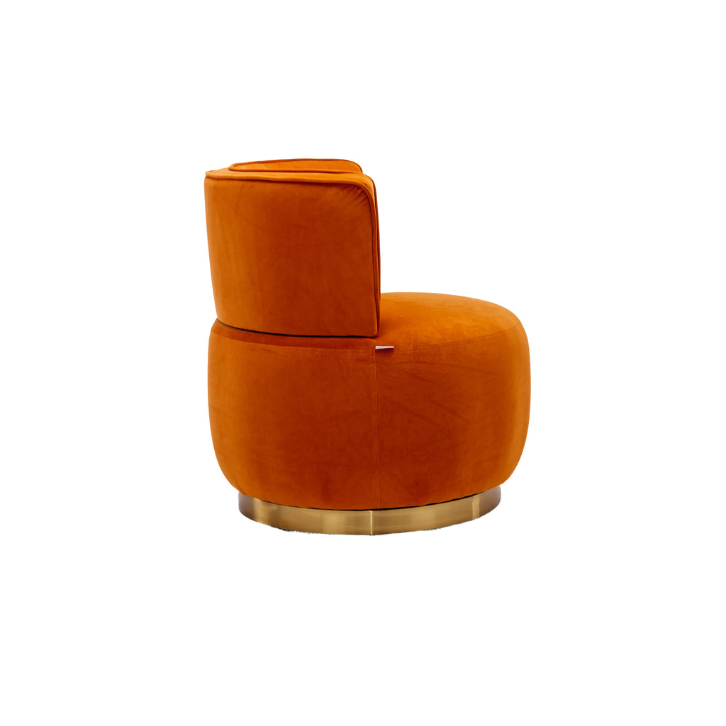 360 Degree Swivel Cuddle Barrel Accent Sofa Chair, Fluffy Velvet Round Armchair, Orange, 25.20'' x 25.59'' x 26.38'' - Grand Goldman Shop