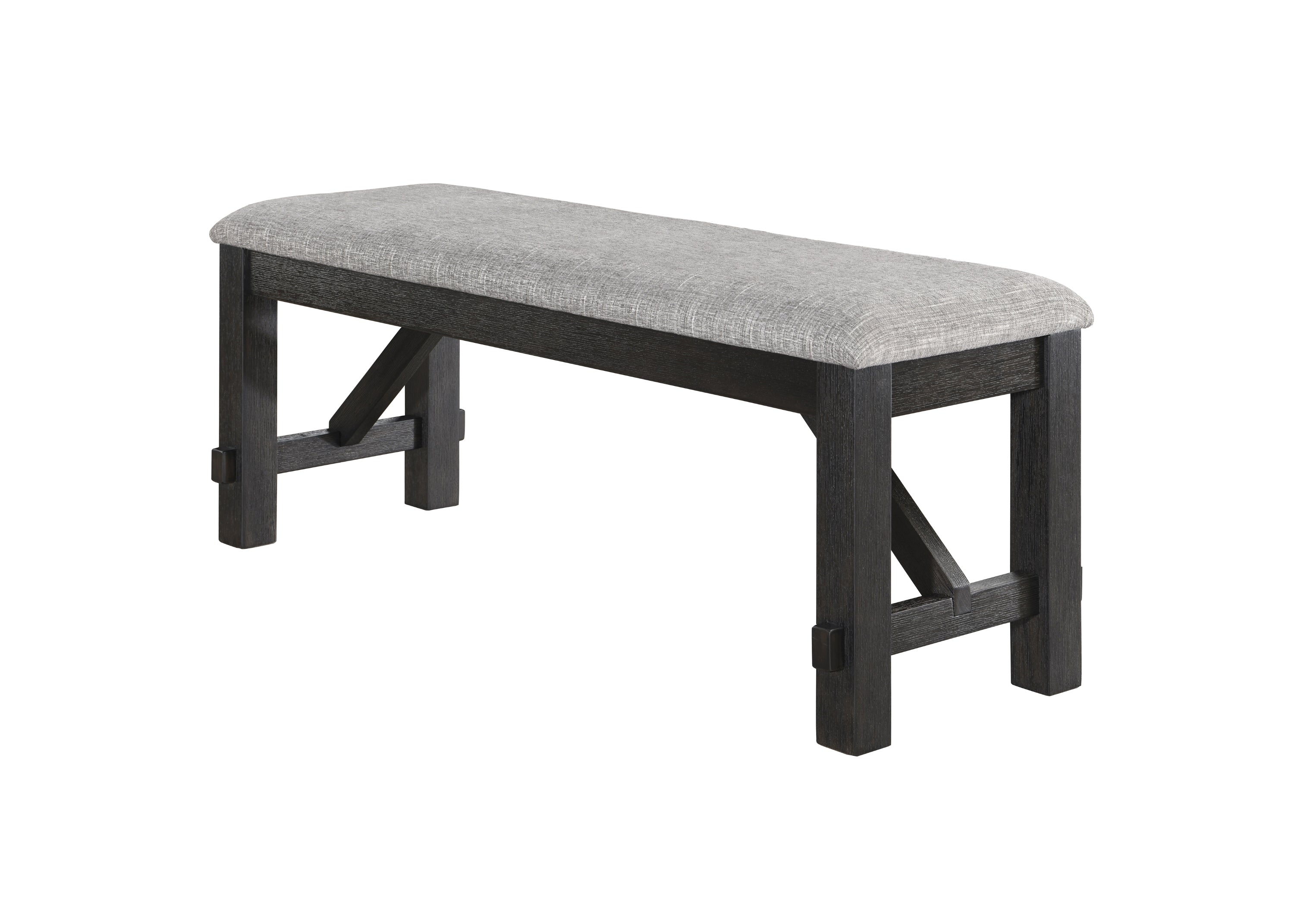 Cottage Style 1pc Upholstered Seat Wheat Charcoal Finish Bench Dining Room Bedroom Wooden Furniture Standard Height - Grand Goldman Shop