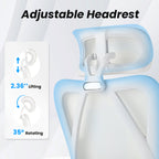 Ergonomic Office Chair with Footrest, Mesh Office Desk Chair with Headrest, High Back Computer Chair with Adjustable Lumbar S