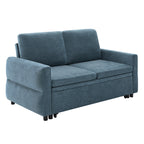 Convertible Sofa Bed 62.75' Loveseat with Adjustable Backrest and USB Ports in Blue Chenille Fabric - Grand Goldman Shop
