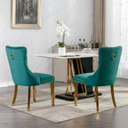 A&A Furniture,Nikki Collection Modern, High-end Tufted Solid Wood Contemporary Velvet Upholstered Dining Chair with Golden Stainless Steel Plating Legs,Nailhead Trim,Set of 2，Black and Gold, SW1601GN - Grand Goldman Shop