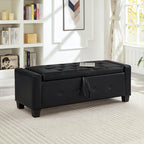 48' Ottoman Bench with Storage, Bench for Bedroom,Living Room,Hallway, Upholstered Tufted Faux Leather PU Ottoman Black - Grand Goldman Shop