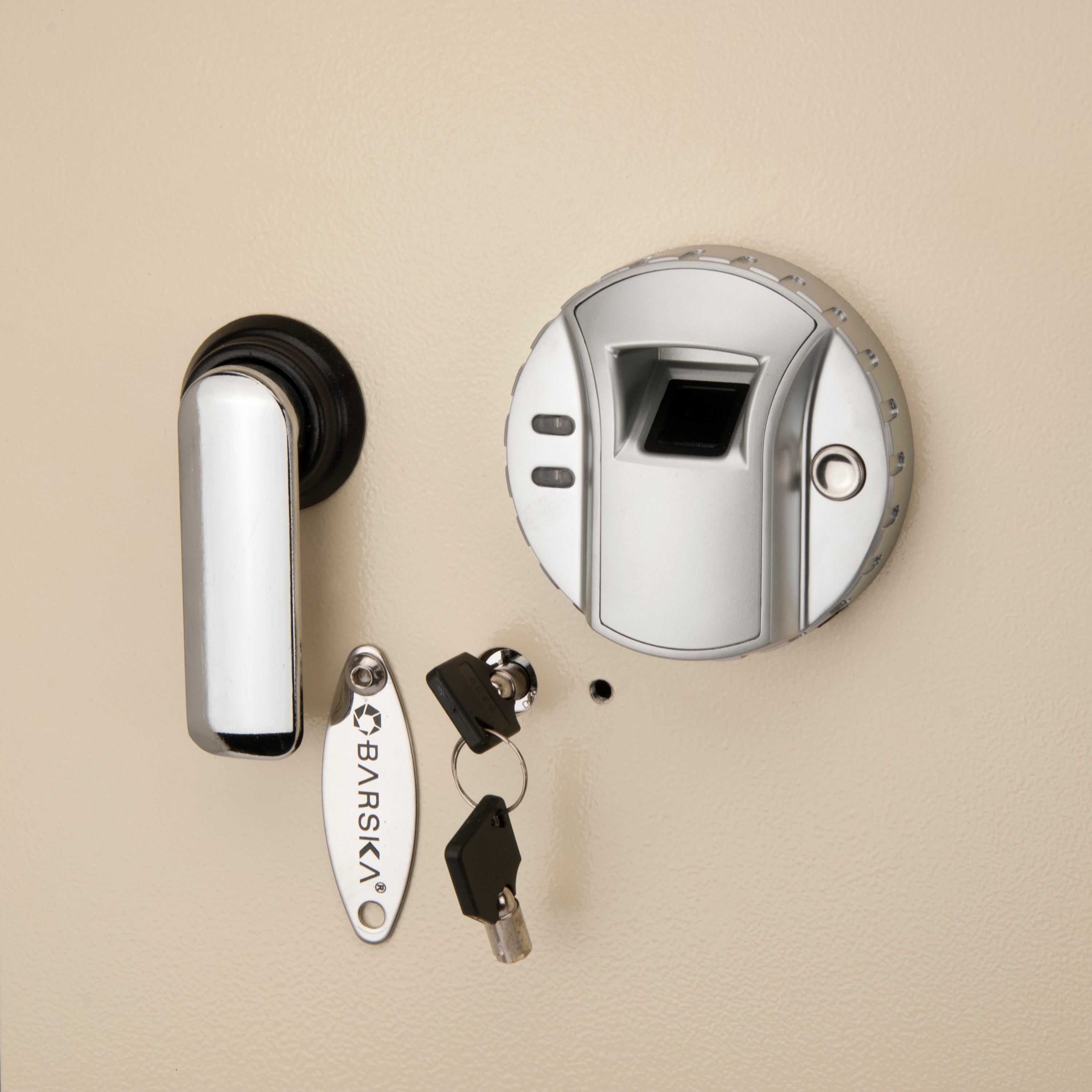 Biometric Wall Safe with 120-Fingerprint Module, Beige Steel, 0.82 Cubic Ft - Grand Goldman