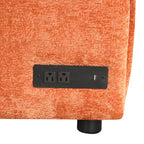 Convertible L-shaped Sofa Bed with Storage Ottoman, Power Sockets & USB Ports, Orange Chenille, 82.67' - Grand Goldman Shop
