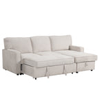 U_STYLE Upholstery Sleeper Sectional Sofa with Storage Space, USB port, 2 cup holders on Back Cushions(same sku; WY000335AAA) - Grand Goldman Shop