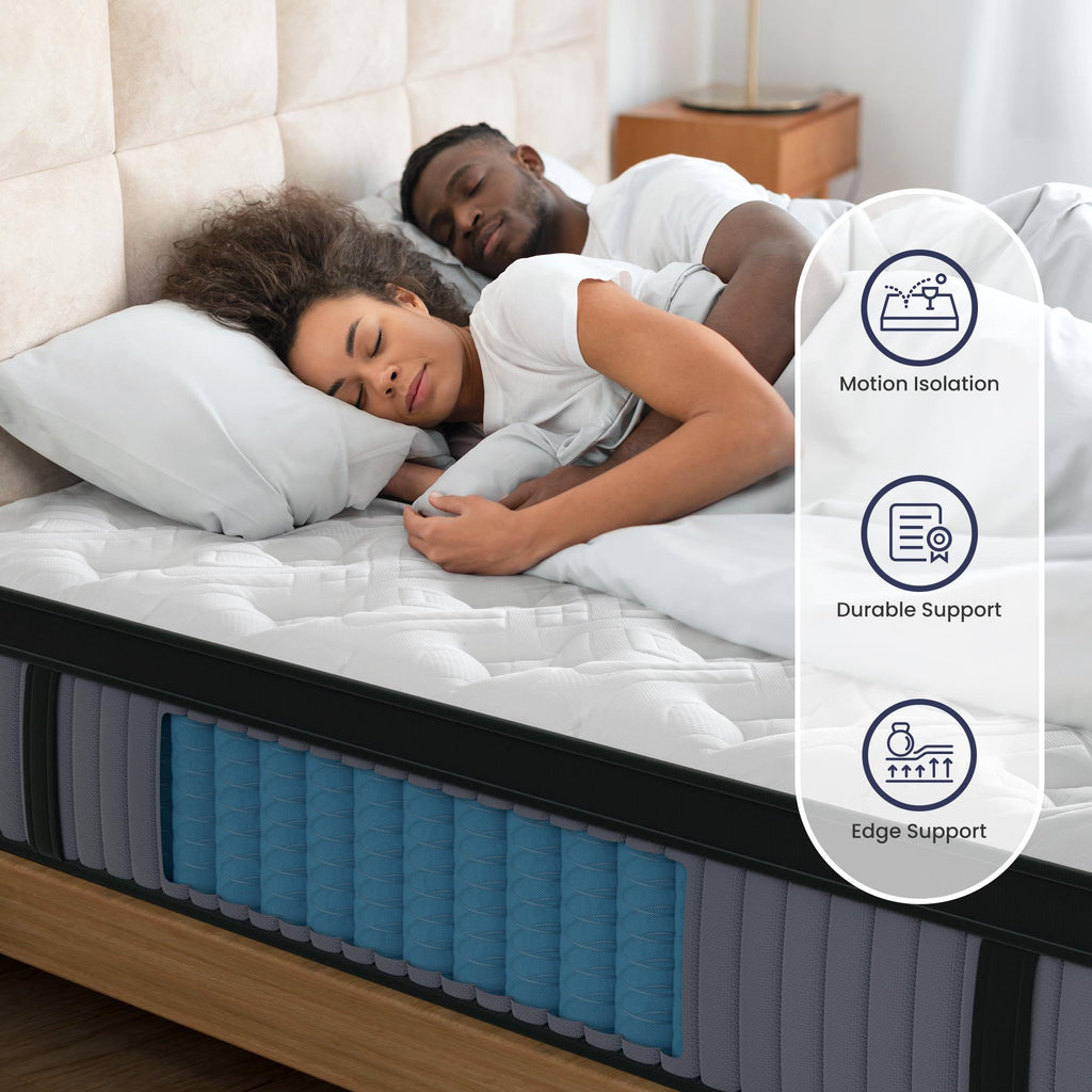 14 Inch Hybrid Mattress King – Memory Foam & Pocket Spring Bed – Cooling, Pressure Relief, Back & Hip Support - Grand Goldman Shop