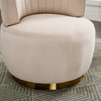 Swivel Barrel Accent Sofa Chair, 360 Degree Rotation, Fluffy Velvet Fabric, Beige, 25.20'' x 25.59'' x 26.38'' - Grand Goldman Shop