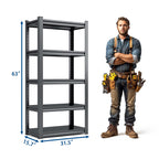 Industrial Heavy-Duty 5 Tier Metal Garage Shelving Unit, 2000LBS Capacity, Adjustable Storage Rack, Black, 31.5'W x 15.7'D x 63'H - Grand Goldman Shop