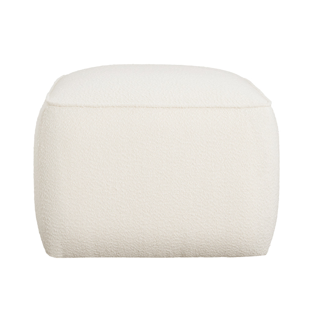 Upholstered Square Ottoman,White,Boucle - Grand Goldman Shop
