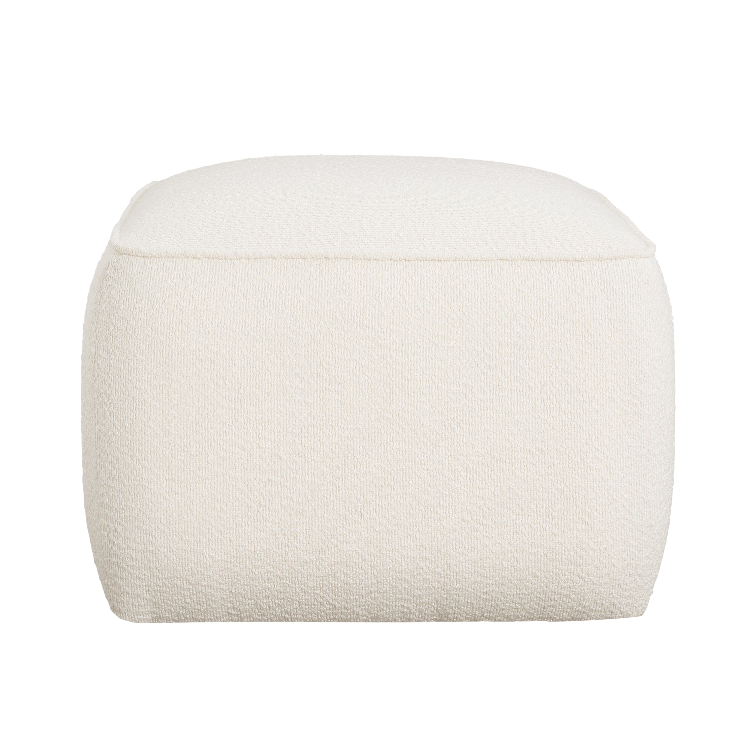 Upholstered Square Ottoman,White,Boucle - Grand Goldman Shop