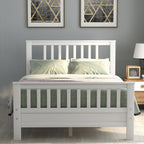 White Pine Wood Platform Bed with Paneled Headboard and Footboard, Full Size - Grand Goldman Shop