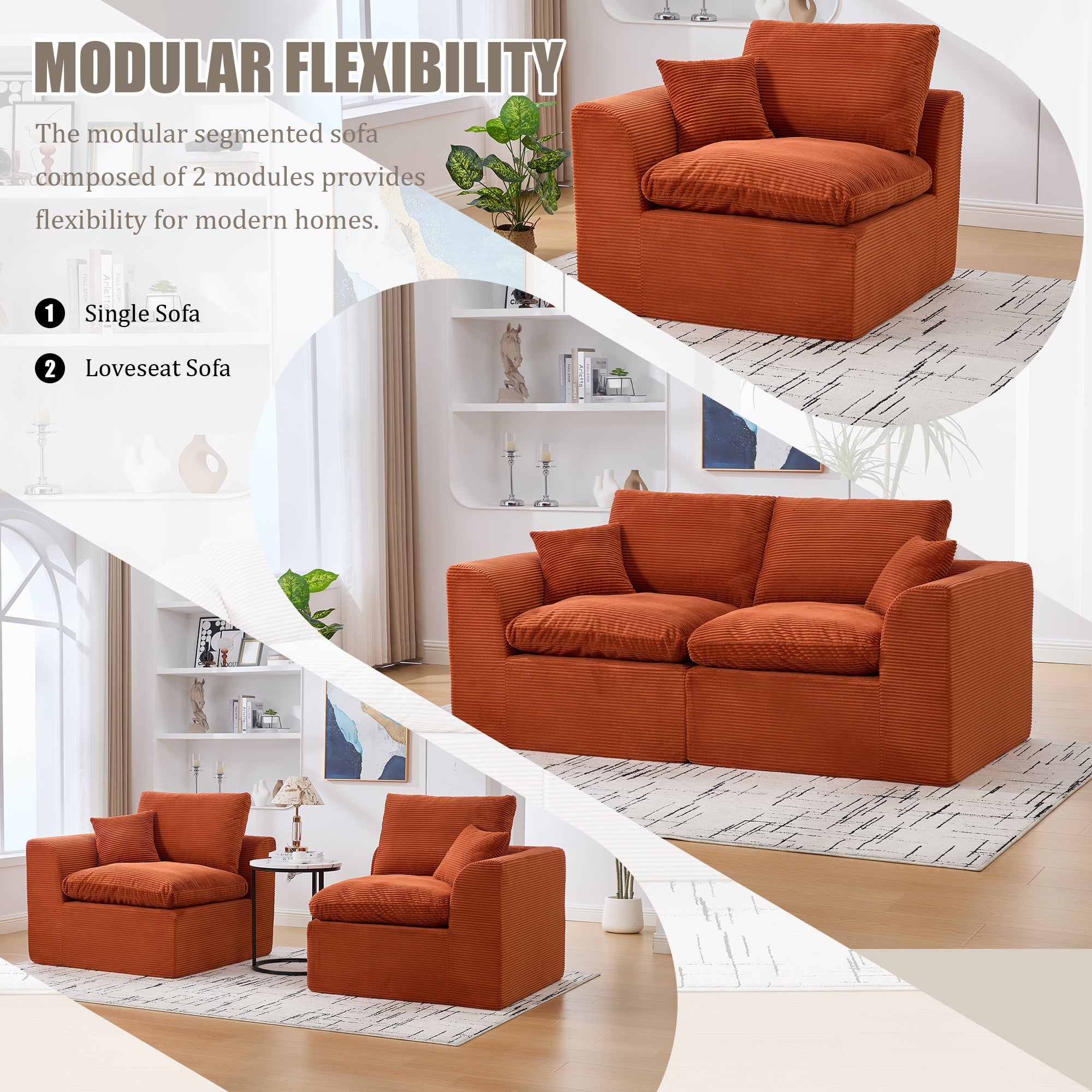 UNITED WE WIN Modular Sectional Sofa Cloud Couch,Comfy Cloud Modern Sofa,2 Seater with Cushion Covers Removable Furniture for Living Room Bedroom Apartments Dorms,No Assembly Required - Grand Goldman Shop