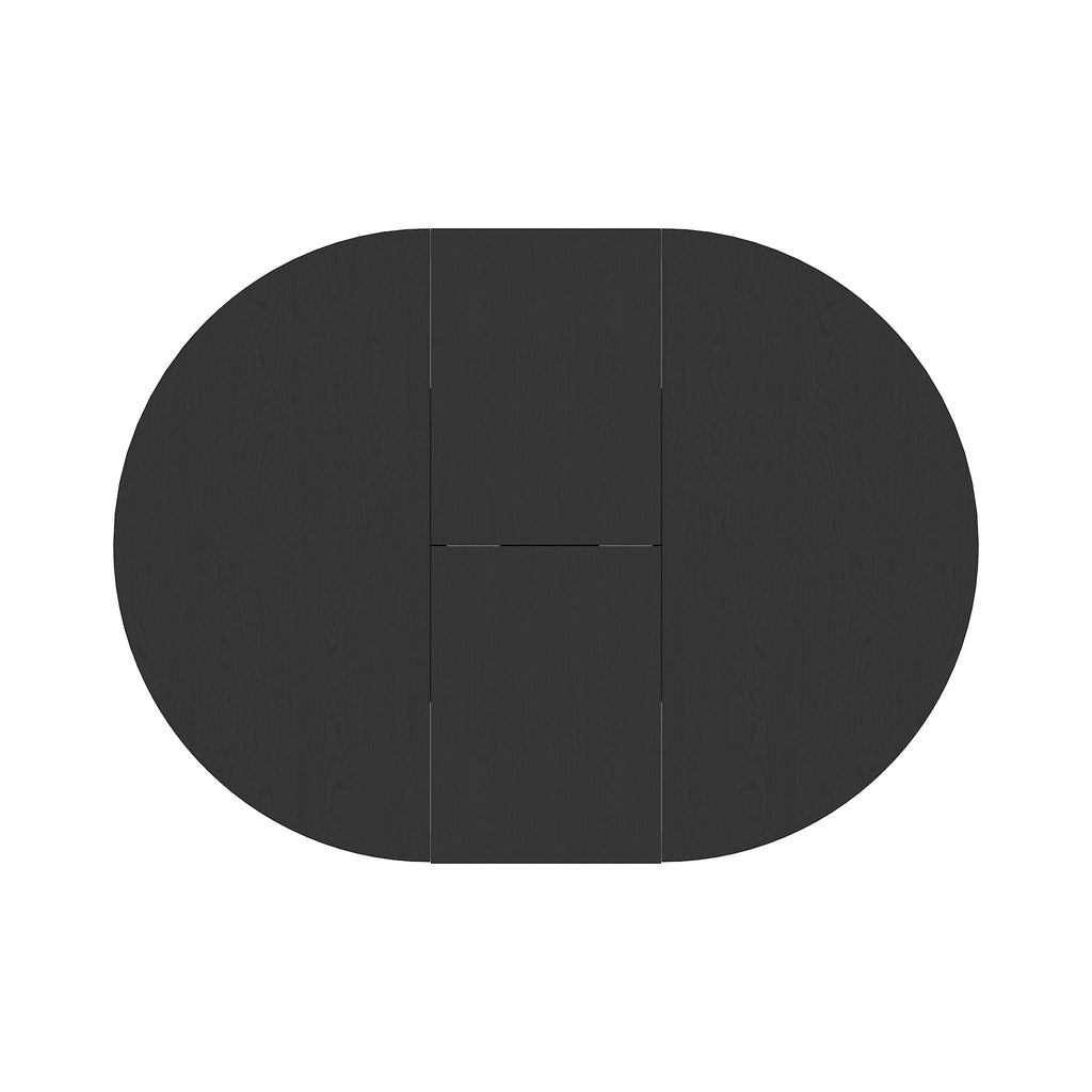 Farmhouse Kitchen Dining Table 59x43 Inch Expandable Oval Top with Removable Leaf Black MDF - Grand Goldman Shop