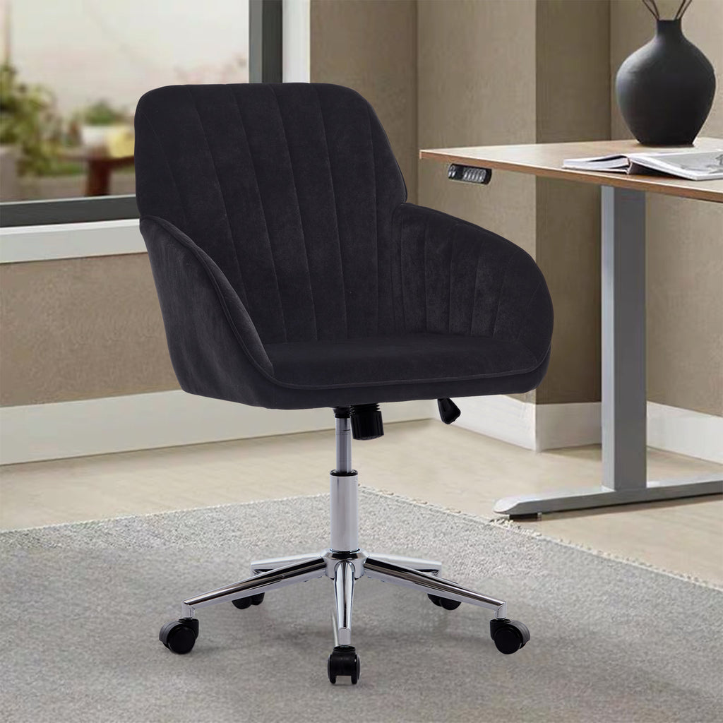 TY Adjustable Ergonomic Office Chair, Swivel Backrest Seat, Black Velvet, 24.60 x 22.84 x 38.00 inches | Premium Home Decor -