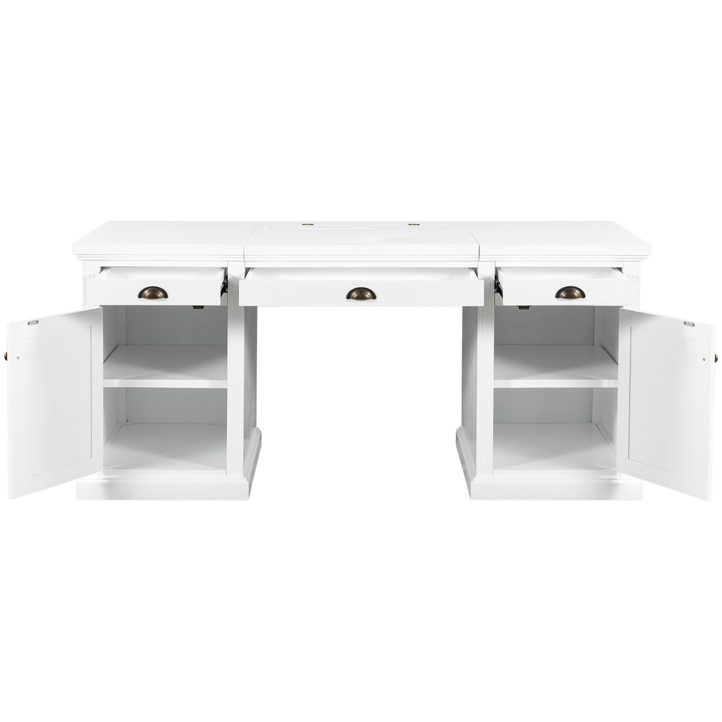 67' Modern Executive Desk,Computer Desk with 2 Wooden Doors Storage Cabinet and 3 Drawers, Rectangle Home Office Desk  ,Readi