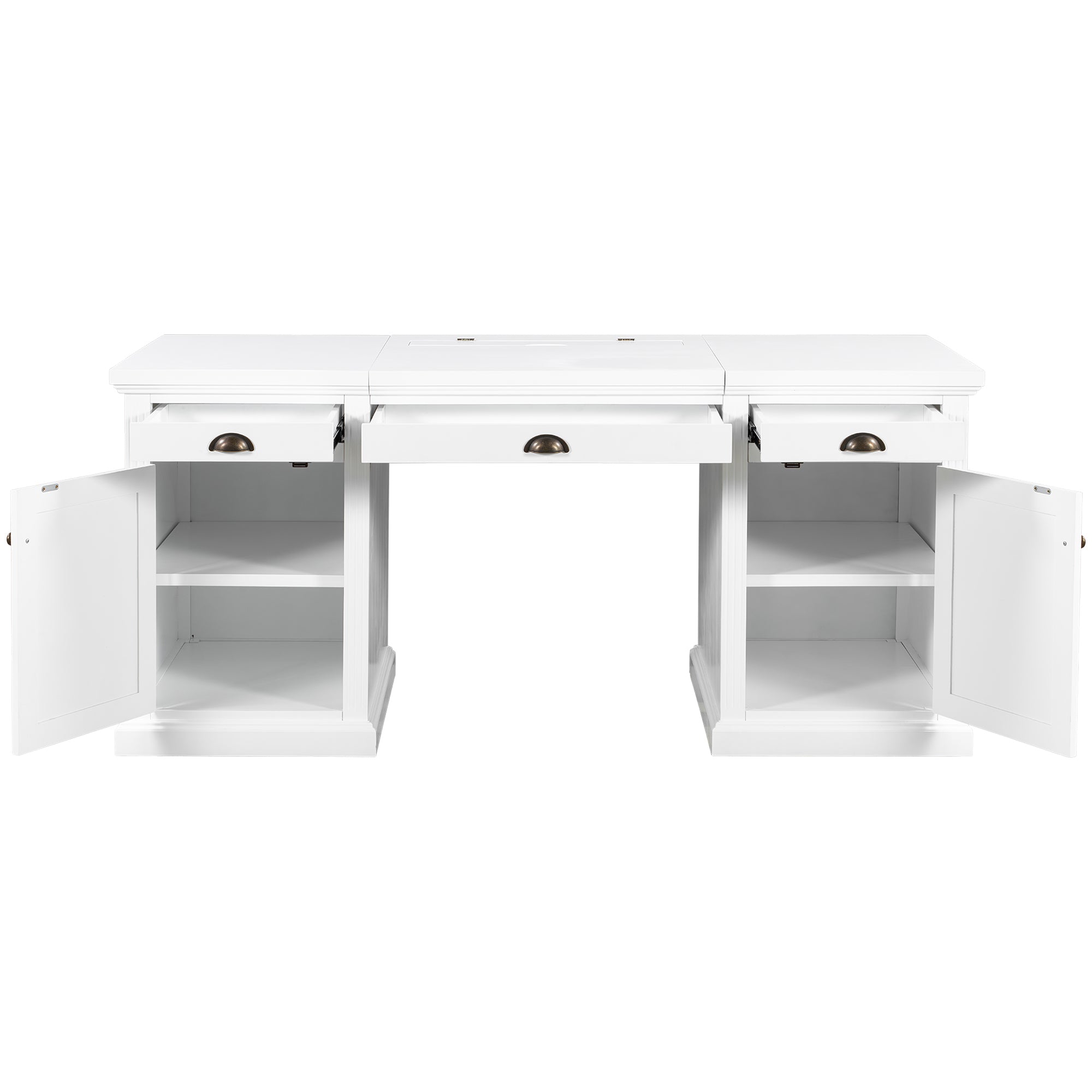 67' Modern Executive Desk,Computer Desk with 2 Wooden Doors Storage Cabinet and 3 Drawers, Rectangle Home Office Desk  ,Readi