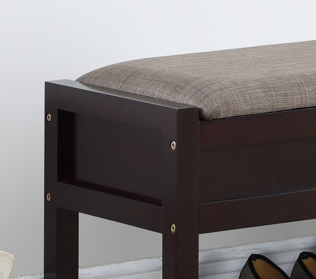 Rouen Seating Bench with Shoe Storage, Espresso - Grand Goldman Shop
