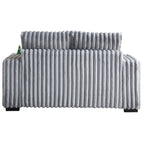 61.42Inch Square Arm Loveseat With Ottoman, 2PCS Back Cushions and 4PCS Toss Pillows, Cupholder,Bluetooth Speaker,Wireless Charger,USB Ports for Living Room and Bedroom,Light Grey - Grand Goldman Shop